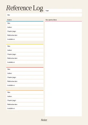 Reference Log Notepad - Cream