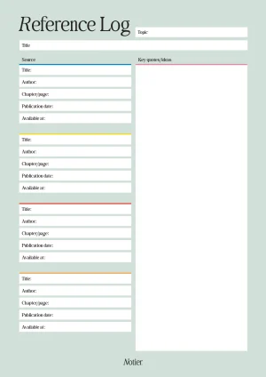 Reference Log Notepad - Green